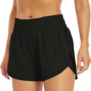 REKITA Black Womens Athletic Shorts